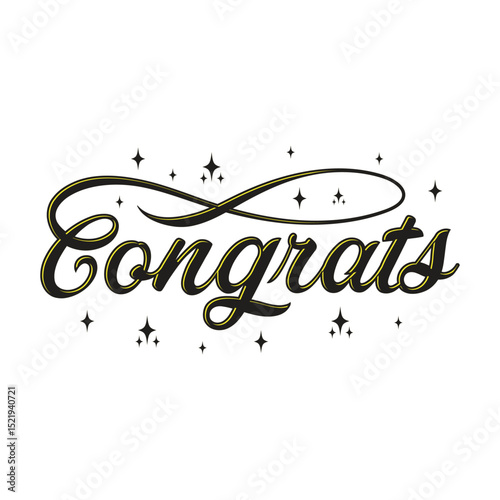 Congrats typography design for greeting sign, graduated congratulating banner. Handwritten brush lettering. Isolated white background