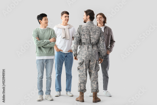 Group of young men and sold...