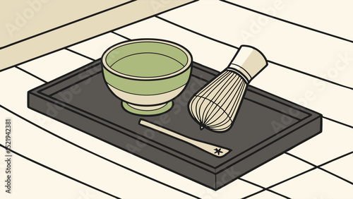 Simple Japanese Matcha Tea Ceremony Utensils Arrangement