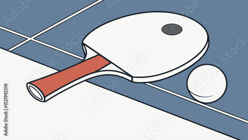Simplified Ping Pong Game Elements on a Blue Table Surface