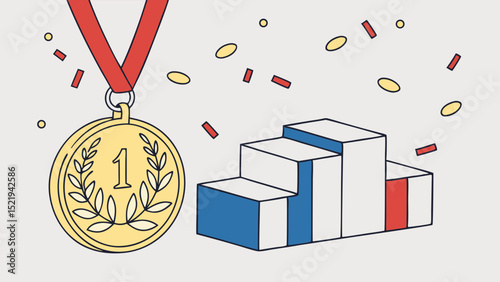 Gold Medal with Laurel Wreath and Winners Podium