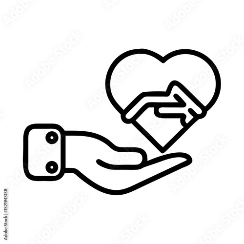 Illustration of a hand presenting a heart, signifying love, care, and support