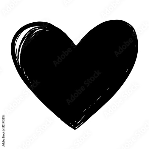 Hand drawn black heart shape romantic love symbol