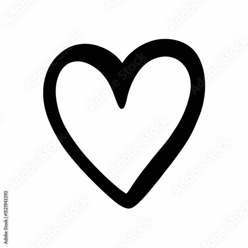 Hand drawn black heart simple love symbol design