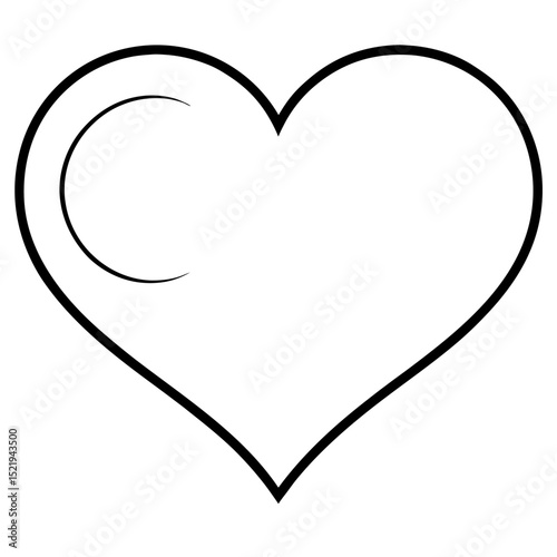 Simple black line art heart shape design graphic