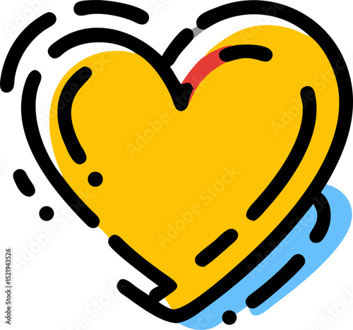 Yellow heart icon love symbol design graphic