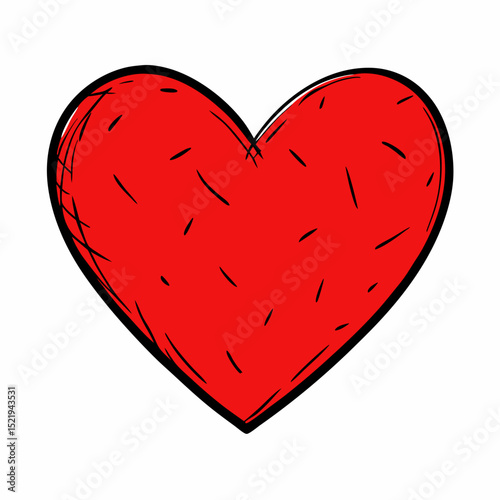 Hand drawn red heart love symbol valentine romance