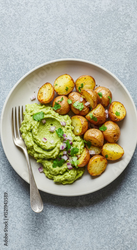 Bowl with delicious guacamole. Avocado. Bowl of guacamole with fresh ingredients