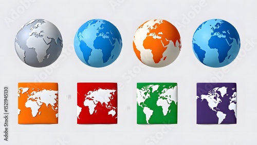 Various Colorful World Map Representations for Global Awareness Concept