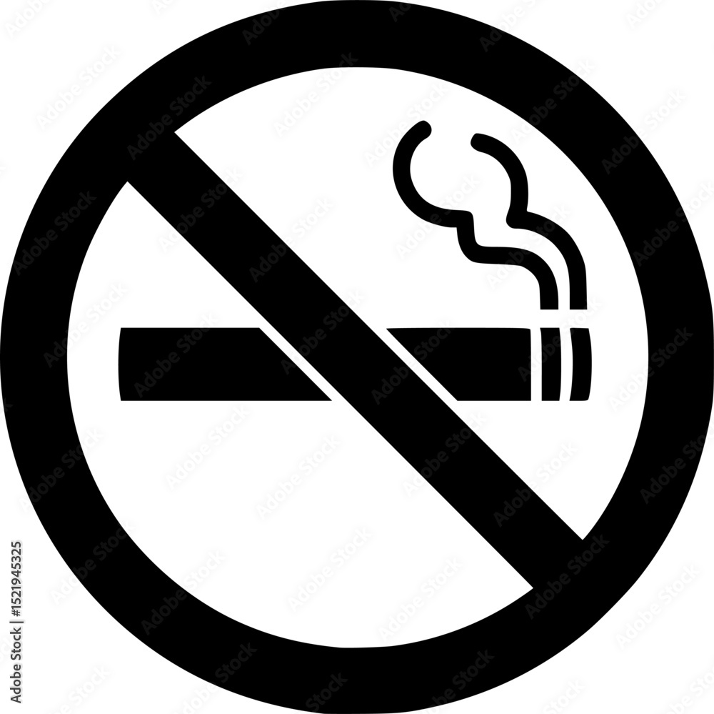 No smoking symbol prohibition silhouette vector illustration
