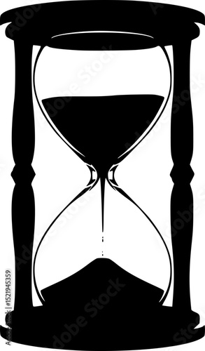 A silhouette image of a classic hourglass timer
