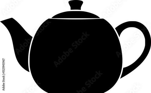 Simple black teapot with handle kitchenware silhouette vector illustration
