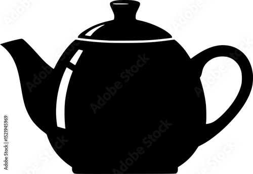 Simple black teapot with handle kitchenware silhouette vector illustration
