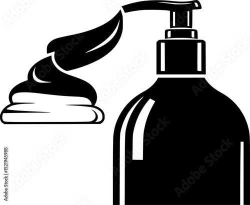 Bottle with dispenser and cream silhouette vector illustration
