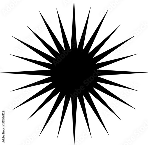 Geometric sunburst with sharp rays black silhouette vector illustration
