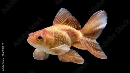 Captivating Goldfish Swimming Gracefully in a Black Background photo