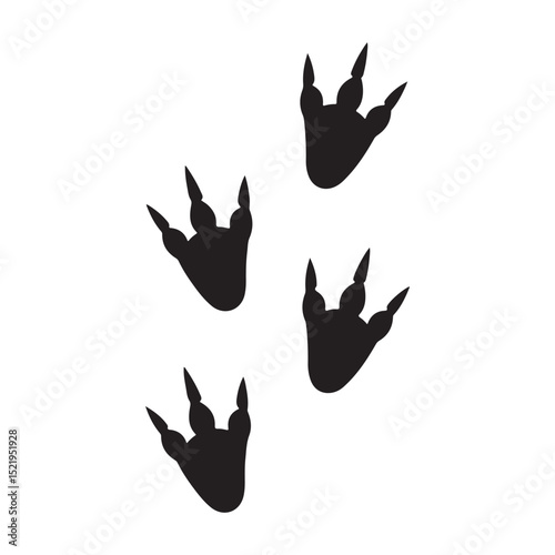 Mysterious Black Claw Prints Isolated on White - Dragon Footsteps Vector Illustration