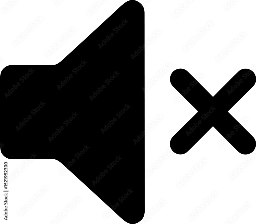 Black speaker icon showing mute or no sound Black speaker icon showing mute or no sound