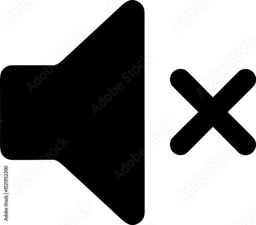 Black speaker icon showing mute or no sound