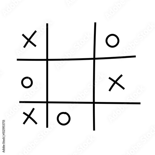 Tic tac toe xox game icon. Decorative xox game Sign crosees and circles. vector illustration