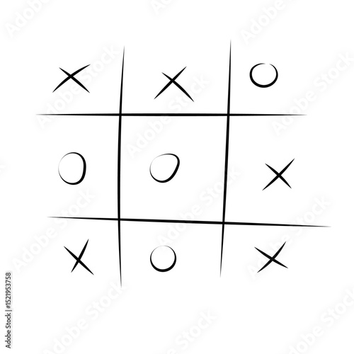 Tic tac toe xox game icon. Decorative xox game Sign crosees and circles. vector illustration