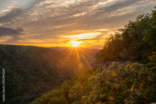 Sunburst Over Rim of New River Gorge from the Endless Wall Trail