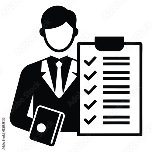 salesperson element isolated checklist on white background