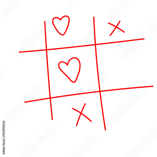 Tic tac toe xox game icon. Decorative xox game Sign crosses and Hearts. vector illustration