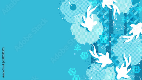 空色と金魚の、和風の美しいイラスト背景