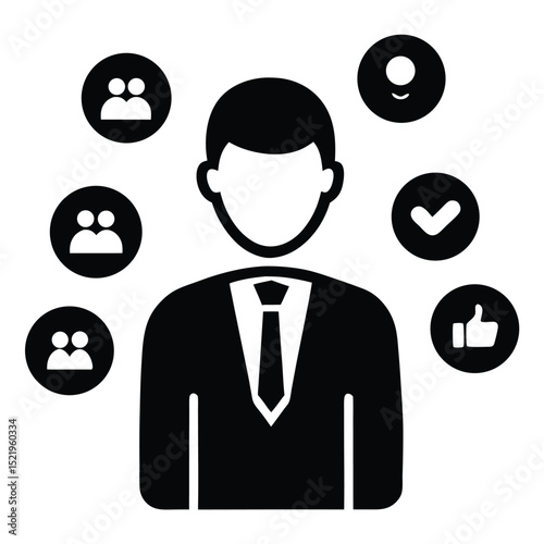 salesperson element isolated social media icons on white background