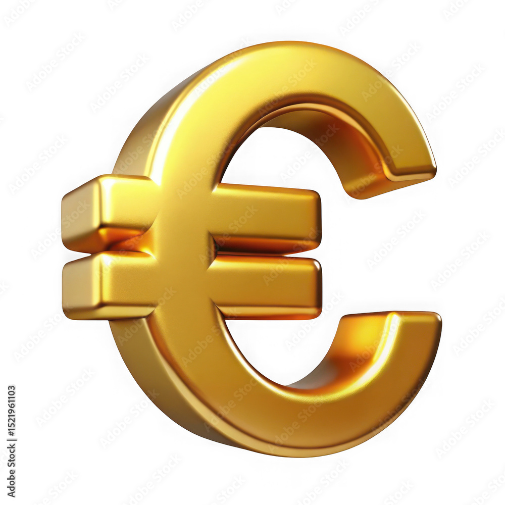 Fototapeta premium 3d golden euro symbol isolated on transparent background