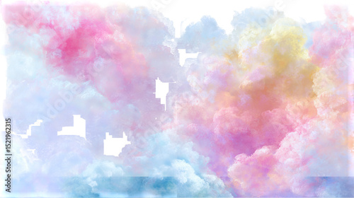  Colorful Watercolor Cloud Texture Blending Softly on White Background