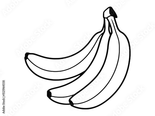 Simple Black Banana Bunch Outline - Kids Coloring Sheet Illustration