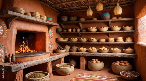 Interior of an African village bakery