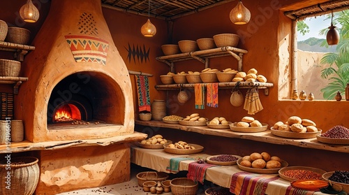 Interior of an African village bakery