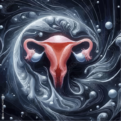 illustration with artistic details of the uterus 86