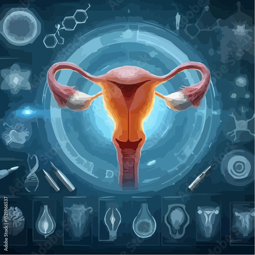 illustration with artistic details of the uterus 78