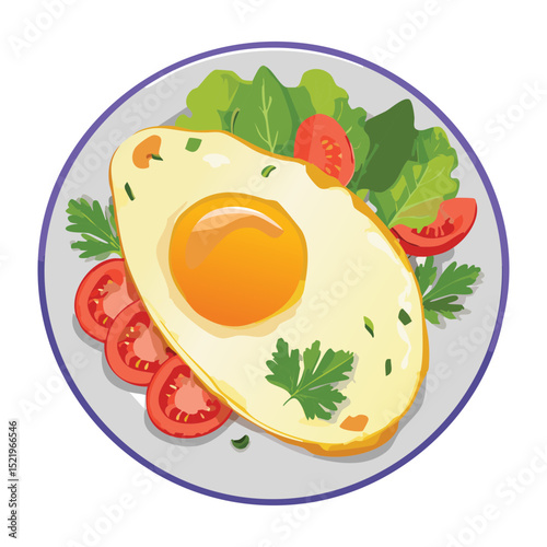 Sunny Side Up Egg Salad - Vector Illustration