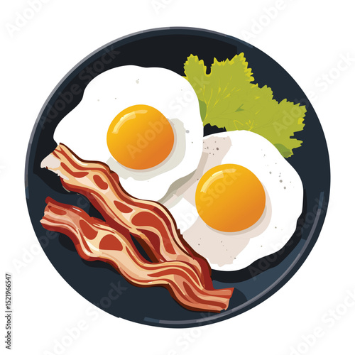 Bacon and Fried Eggs - Vector Illustration