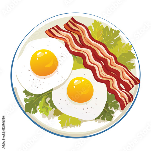 Eggs and Bacon Breakfast - Vector Illustration