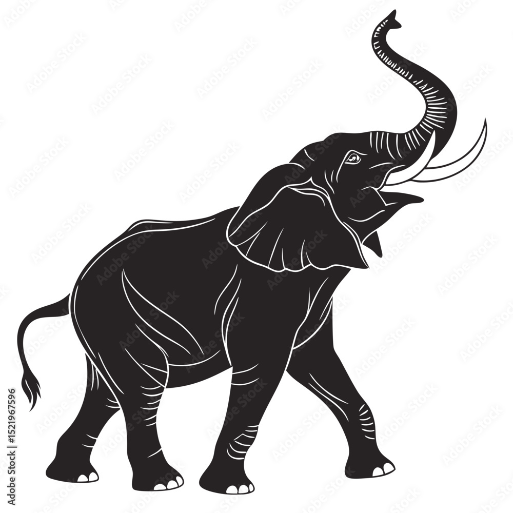 Obraz premium Elephant Silhouette with Raised Trunk