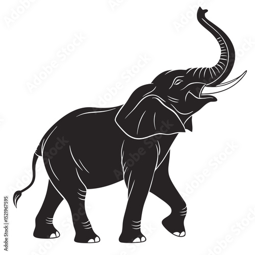Elephant Silhouette with Raised Trunk