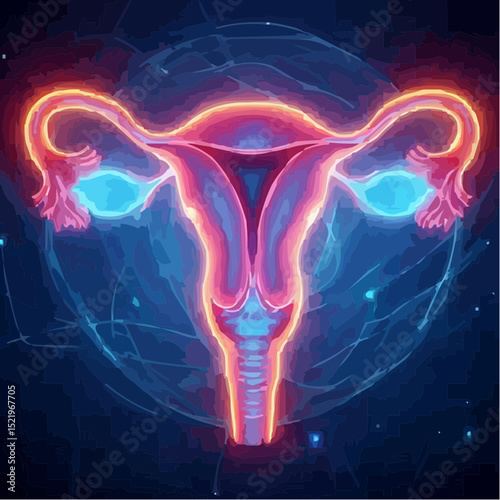 illustration with artistic details of the uterus 45