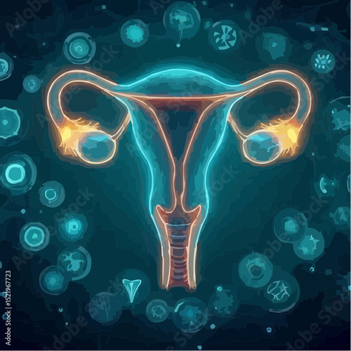illustration with artistic details of the uterus 38