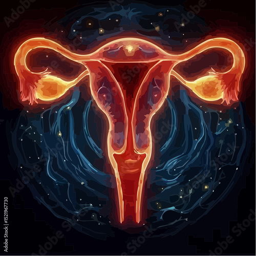 illustration with artistic details of the uterus 37