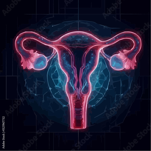 illustration with artistic details of the uterus 36