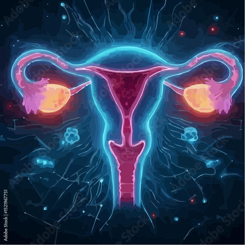 illustration with artistic details of the uterus 34