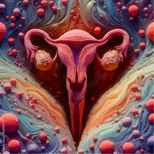 illustration with artistic details of the uterus 33