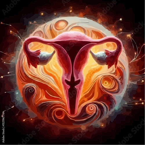 illustration with artistic details of the uterus 31