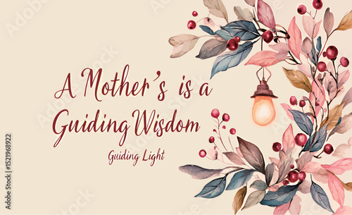 Elegant floral design with a quote about a mother's wisdom as a guiding light.